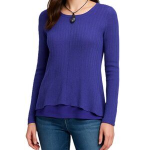 Simply Vera Vera Wang Womens PM Purple Linen Blend Sweater Long Sleeve Lined